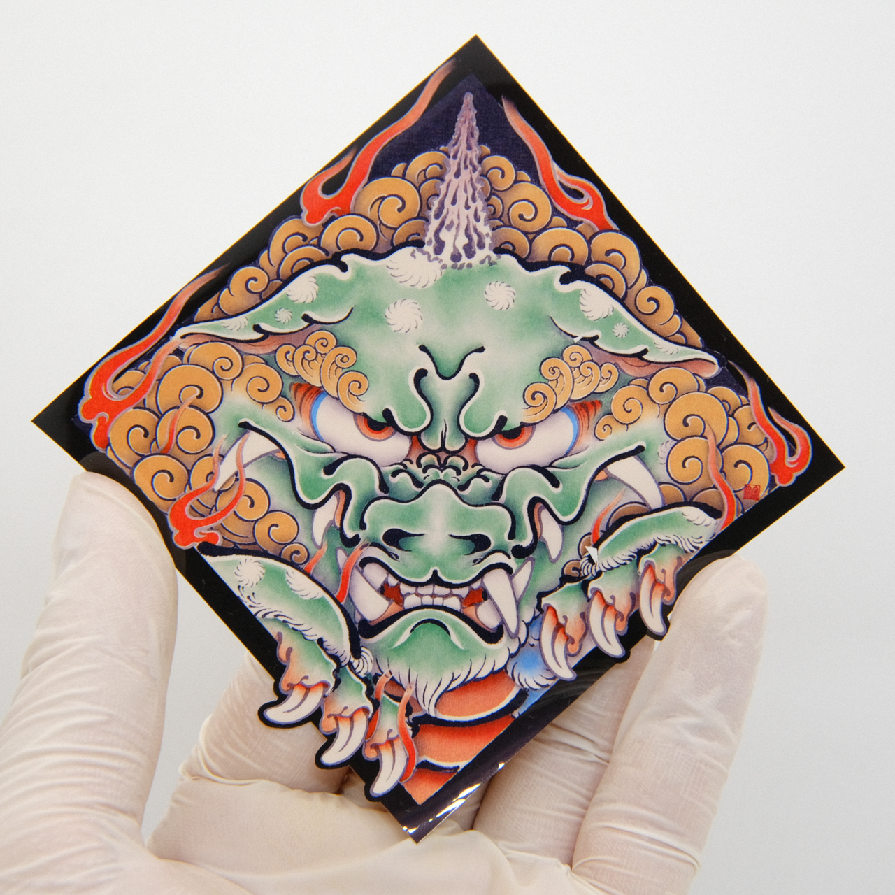 『菱獅子図』和柄耐水耐候ステッカー